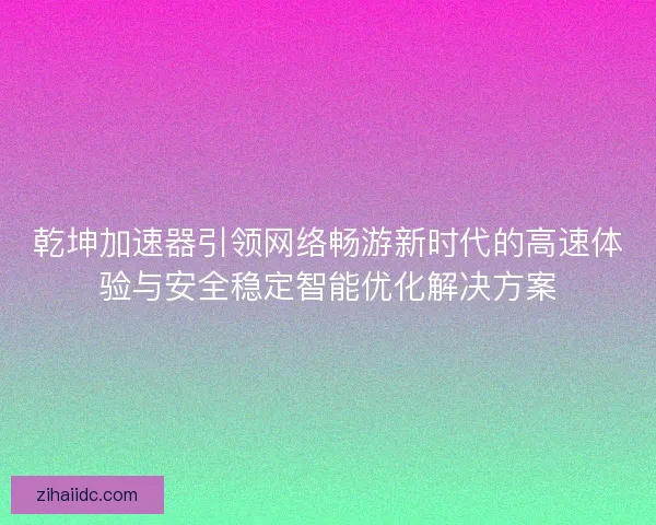 乾坤加速器引领网络畅游新时代的高速体验与安全稳定智能优化解决方案