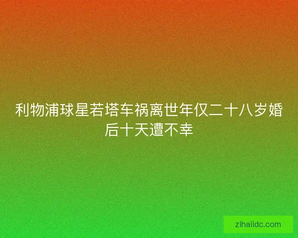 利物浦球星若塔车祸离世年仅二十八岁婚后十天遭不幸
